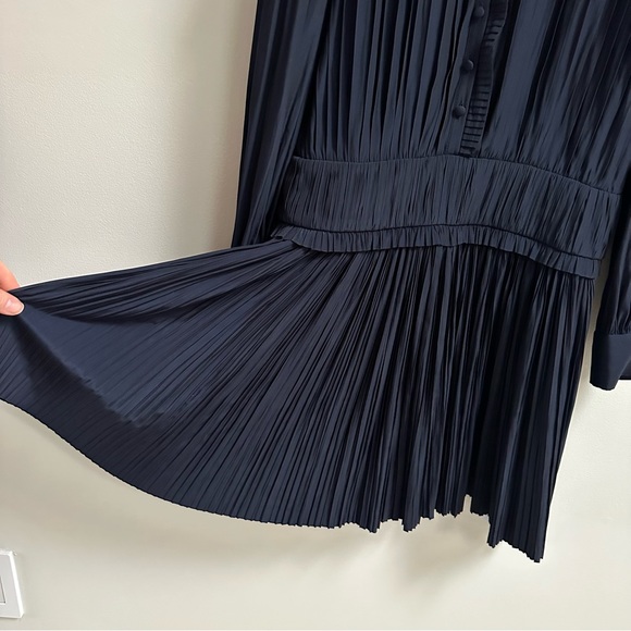 Joie Jazelle Pleated Ruffle Flounce Dress Navy, Size 4 - Picture 10 of 17